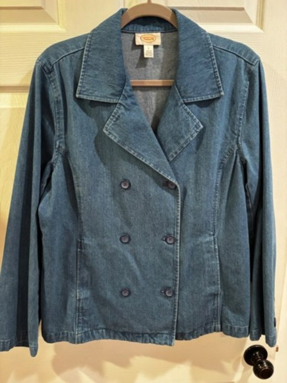 Talbots Double Breasted Denim Pea Coat Style Women’s Size Large